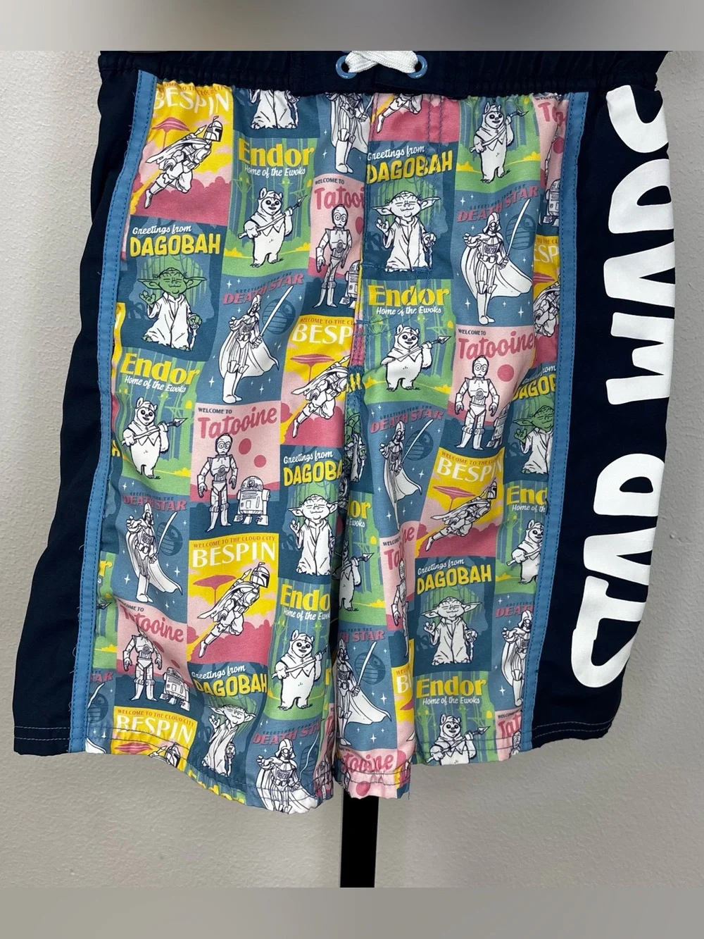 Shop‎ Disney Star Wars Navy Blue Multi-Color Kids Swim Trunks Size 9/10